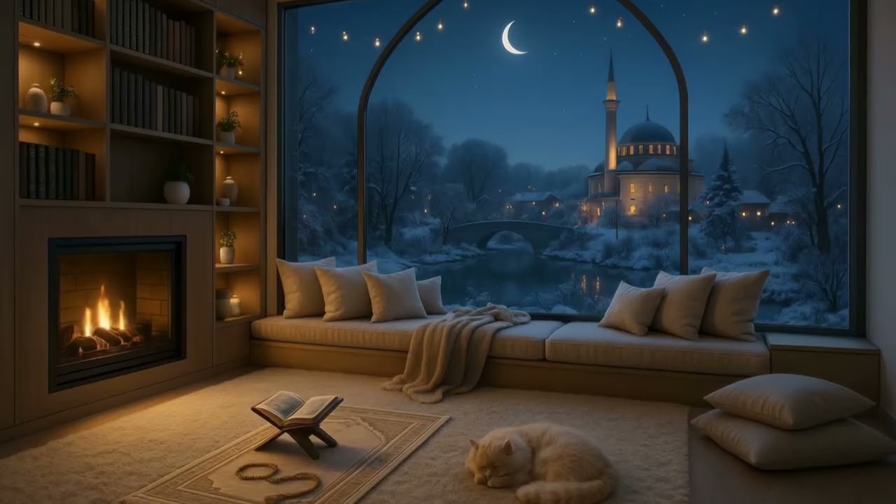 Islamic Winter Ambience Prayer Room ❄️l Cozy Night l Ramadan l NO Music l Quran Recitation (2 Hours)
