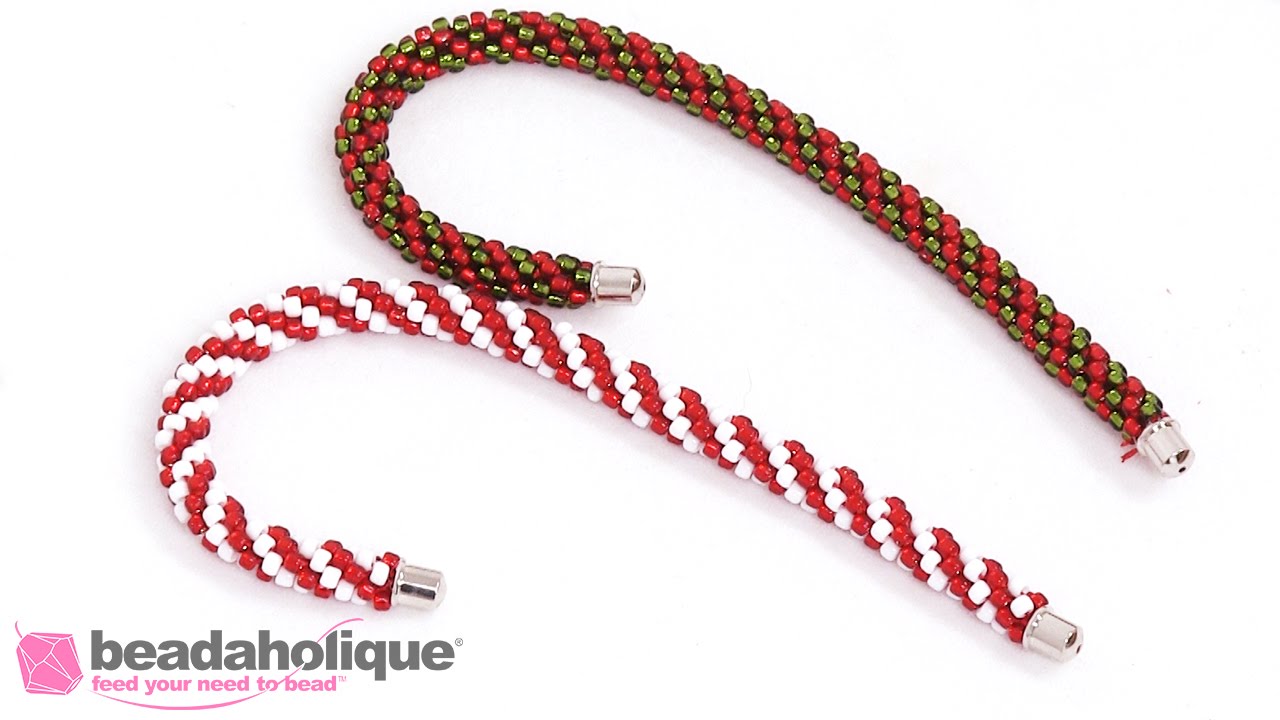 How to Make a Beaded Kumihimo Candy Cane Christmas Ornament