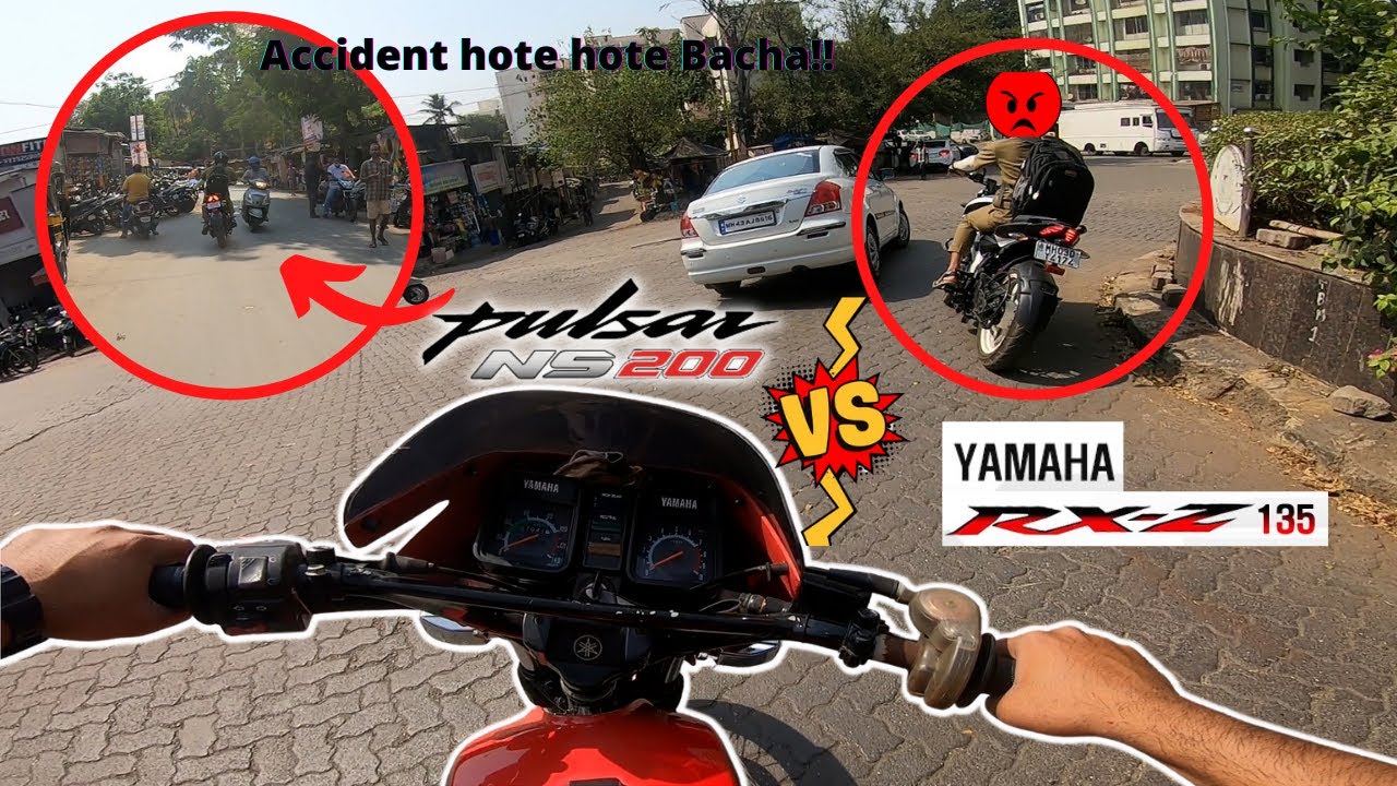 Pulsar NS 200 Vs YAMAHA RXZ 135 5 speed 😱||He is trying to race me 😂||@papiasmythicalrider