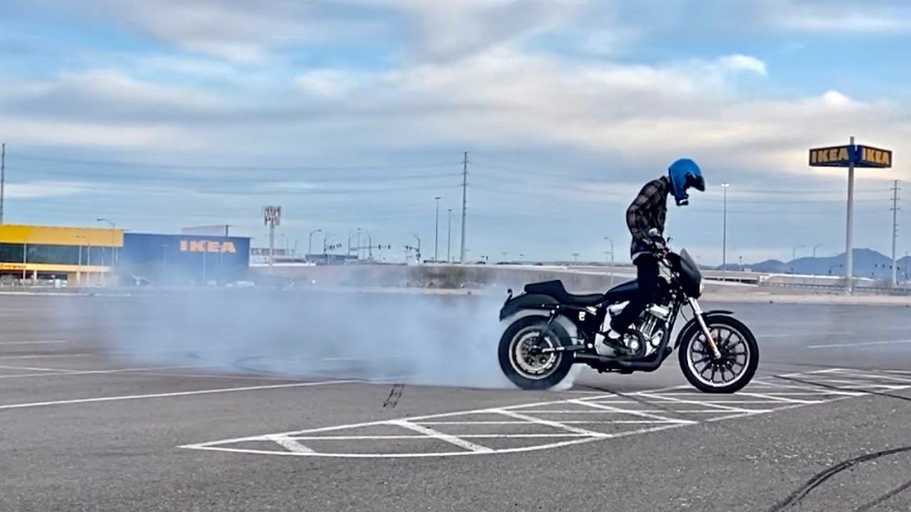 Learning Burnouts On A Sportster! (StuntVlog #21)
