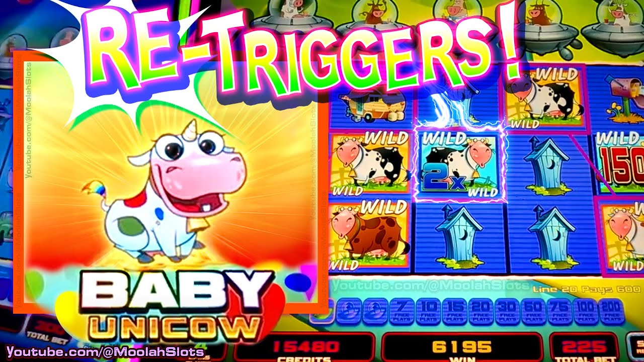 BABY UNICOW RE-TRIGGERS!!! LIVE BONUS on Journey to the Planet Moolah!!!  CASINO SLOTS