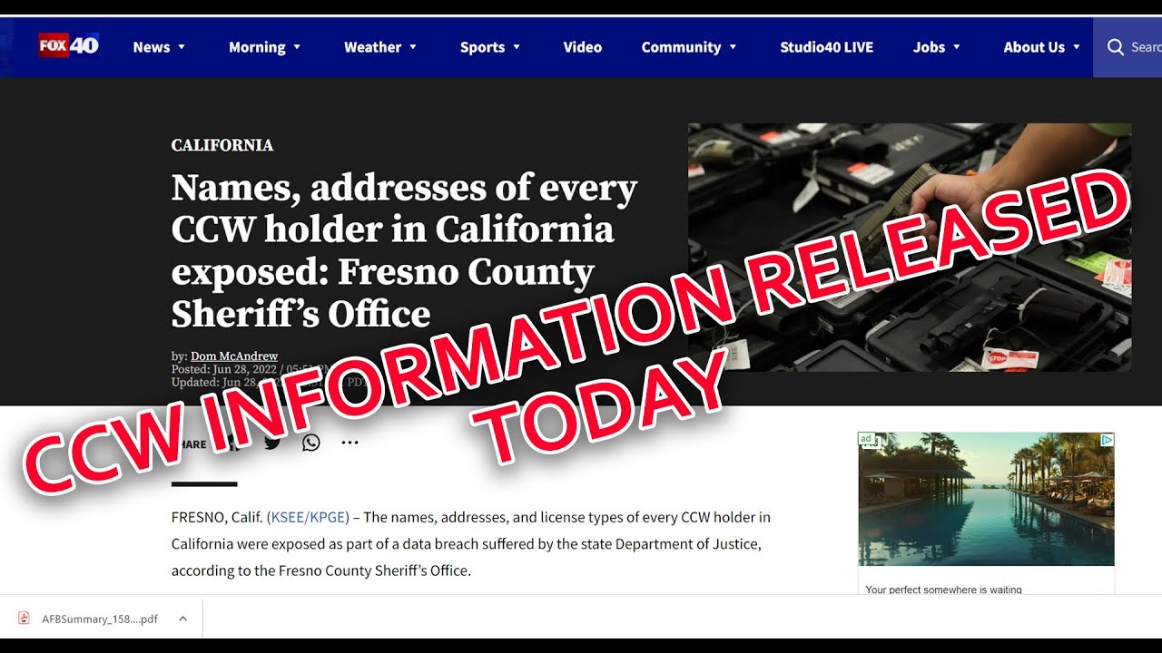 Sacramento Releases CCW Names and Addresses Today. Todd Cotta
