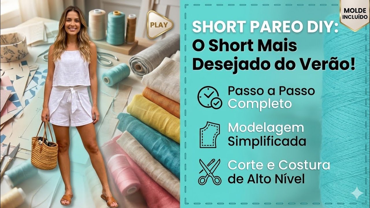 ✅️ DIY Como fazer Short Verão Pareo_ Costura fácil passo a passo para iniciantes Gisleide Novelo