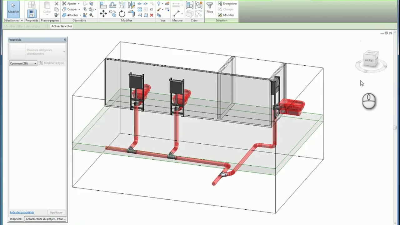 REVIT Dessin des réseaux gravitaires