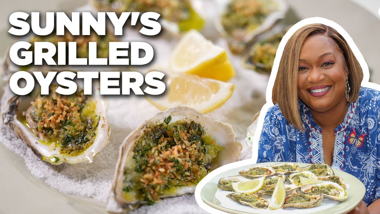 Sunny Anderson's Char-Grilled Oysters with Green Garlic Butter | The Kitchen | Food Network