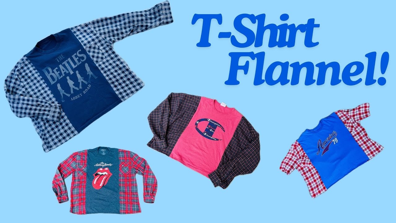 how to sew/upcycle a t-shirt flannel (beginner friendly)!