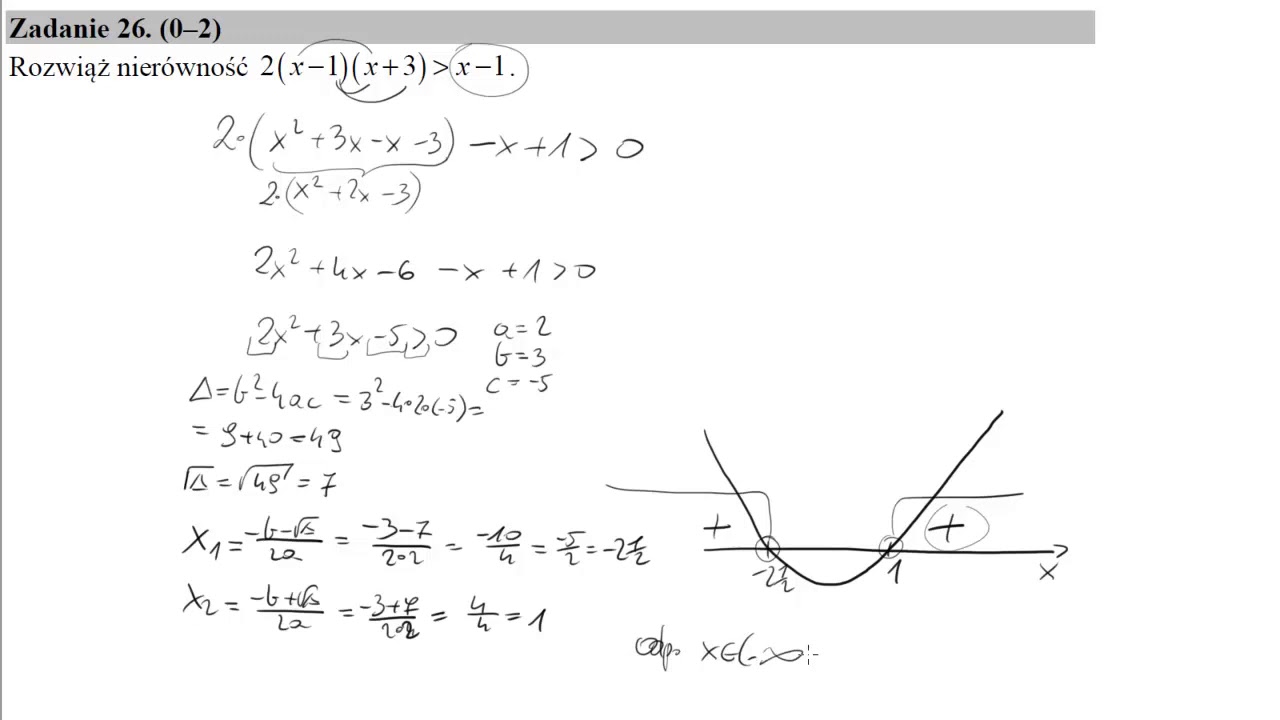 26 Rozwiąż nierówność (2x−1)(x+3)x−1