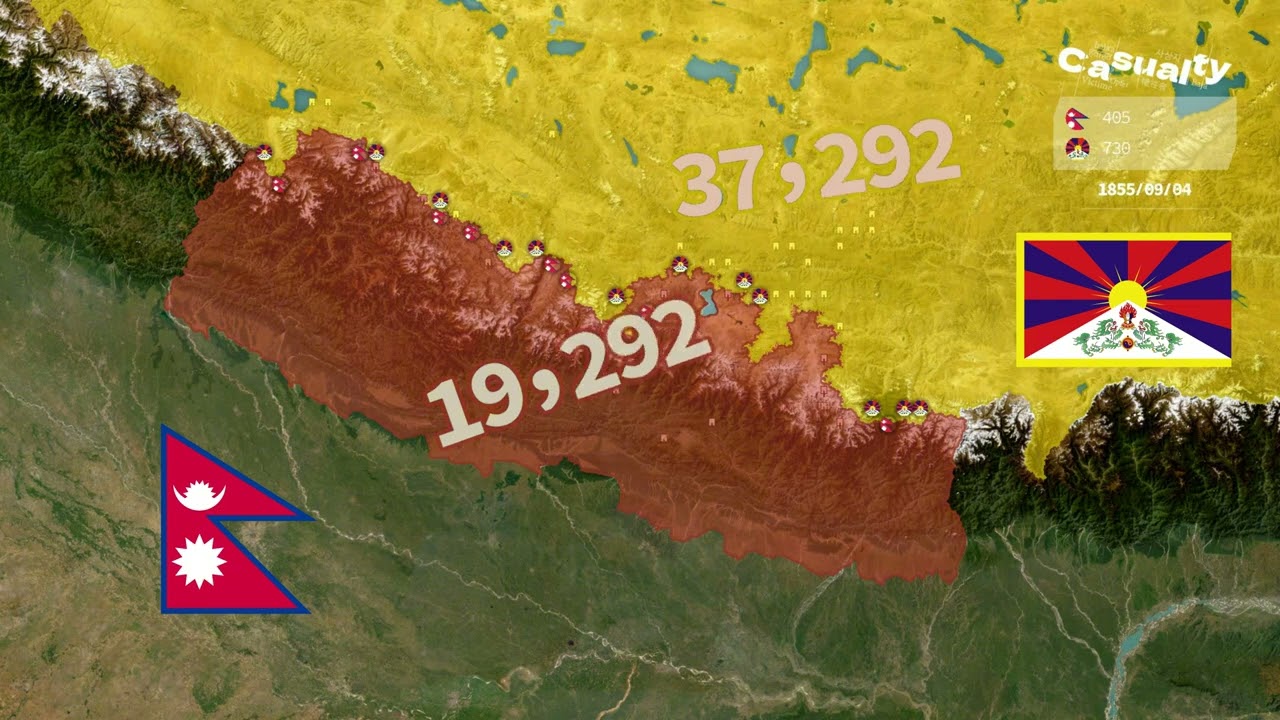 The Nepal&ndash;Tibet War (1855&ndash;1856) Using Google Maps | Kingdom of Nepal vs. Tibet