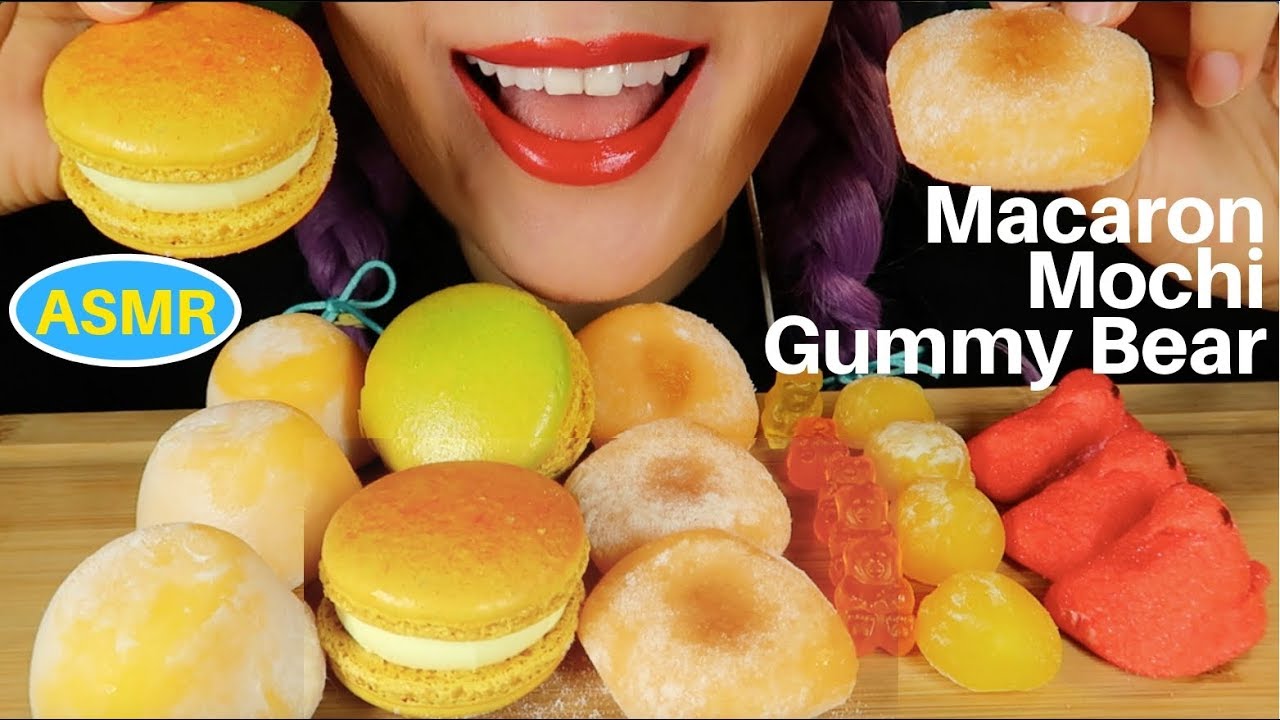 ASMR 망고 떡,망고마카롱,마쉬멜로우,젤리 먹방|ORANGE FOOD. MACARON, MOCHI, MARSHMALLOW EATING SOUND| CURIE.ASMR