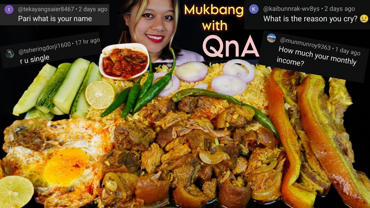 Вкусное карри с кожей, свининой, яйцом и рисом. Мукбанг ASMR с вопросами и ответами || Мукбанг Па...