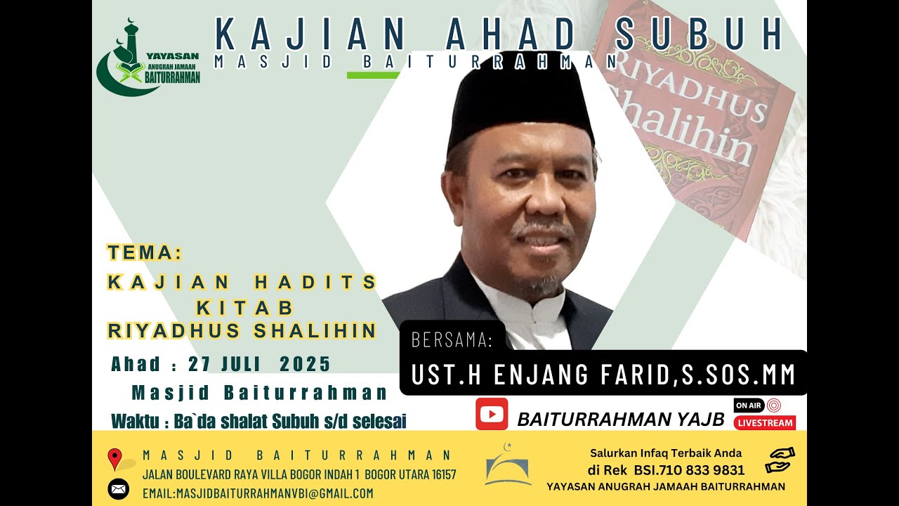 KAJIAN AHAD  SUBUH   MASJID BAITURRAHMAN  VBI 1 KOTA BOGOR UTARA-27  JULI 2025 /1447 H