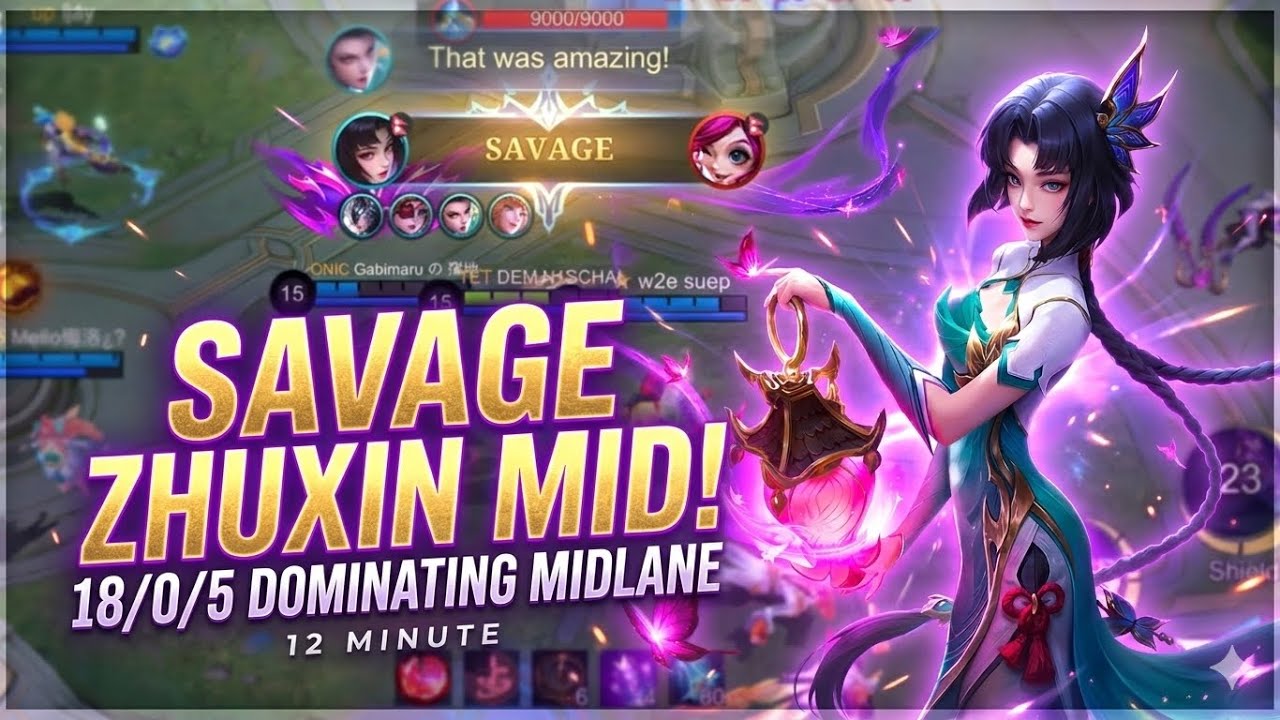 ZHUXIN MIDLANE SAVAGE! 18/0/5 INSANE DOMINATION | 12 Minute MLBB Gameplay