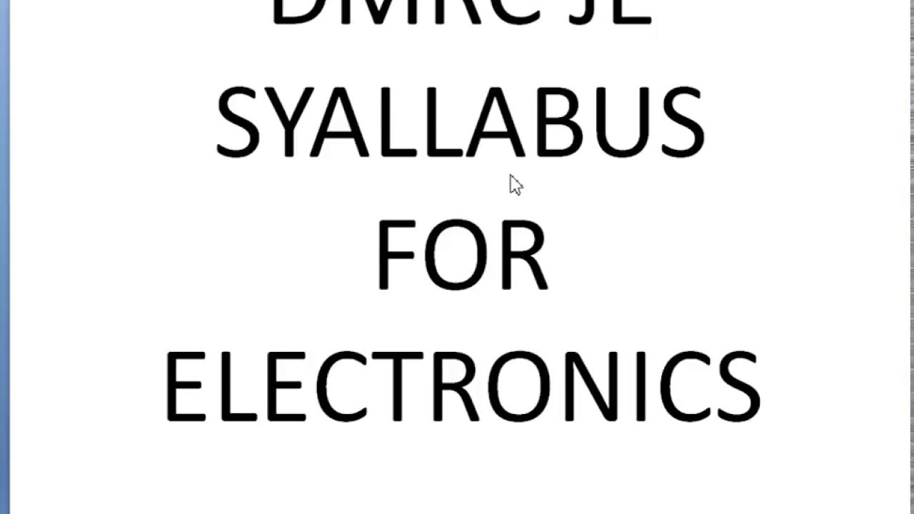 DMRC/LMRC  JE ELECTRONICS  SYLLABUS 2018