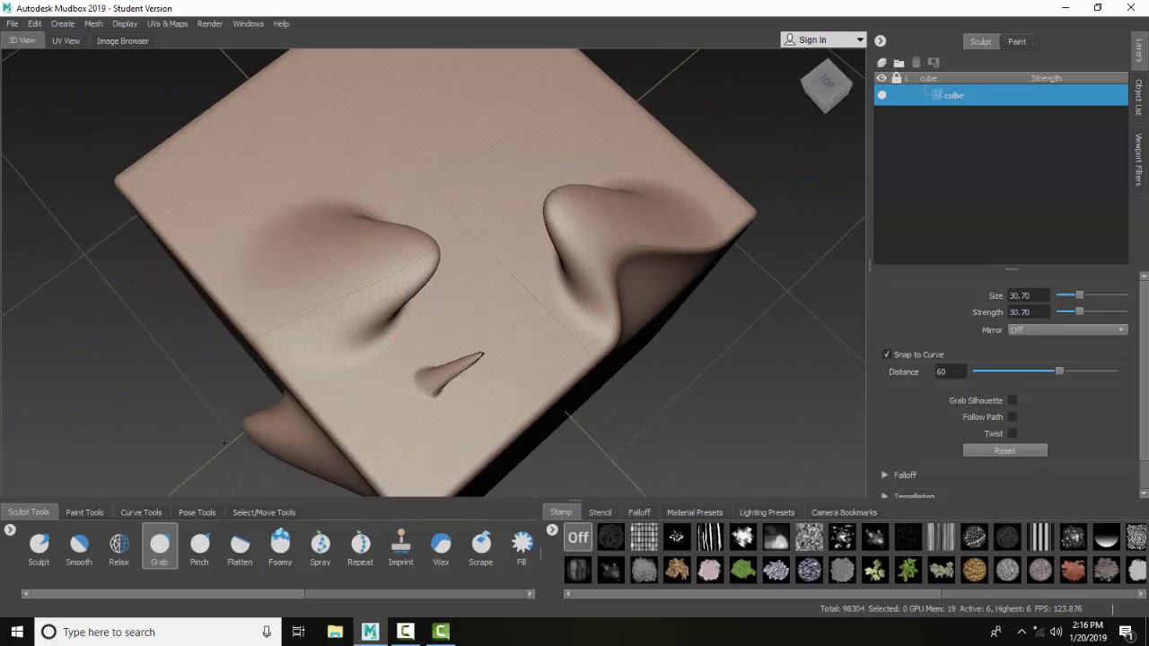 Mudbox 03 12 Sculpt Tool   Grab