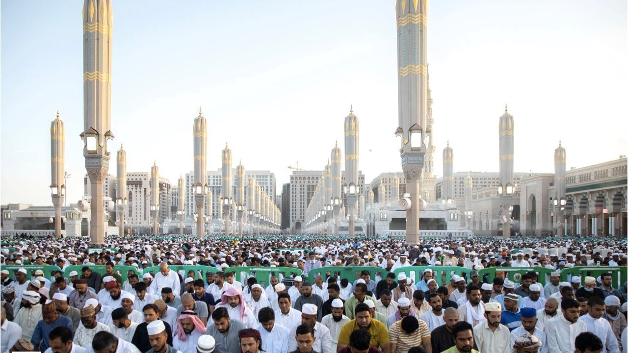 Medinah -Eid Day ||Charming View of Roza Mubarak ||عید الفطر فی المسجد النبوی ﷺ