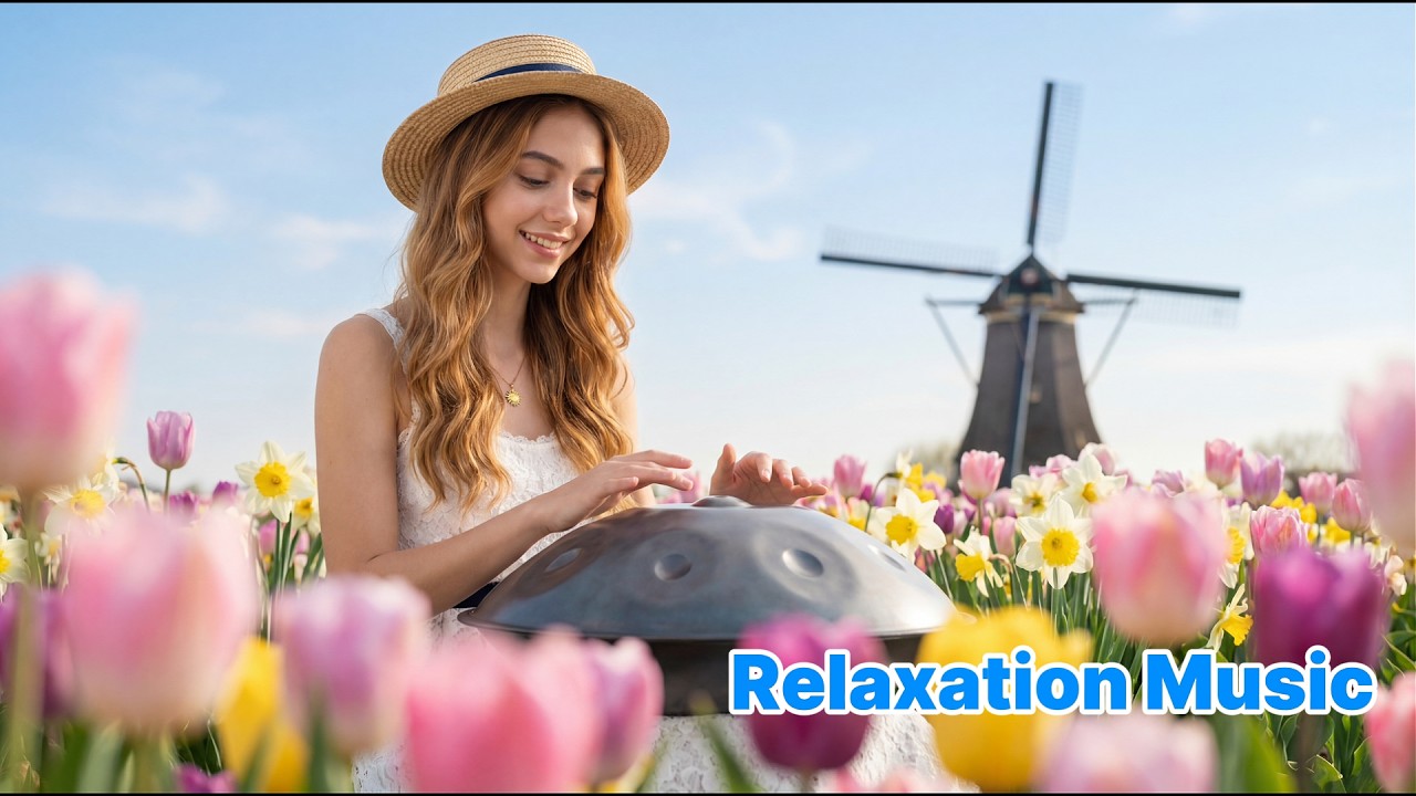 🌷 Spring Awakening & Happiness | 1 Hour Handpan & Flute | Netherlands Tulip Fields
