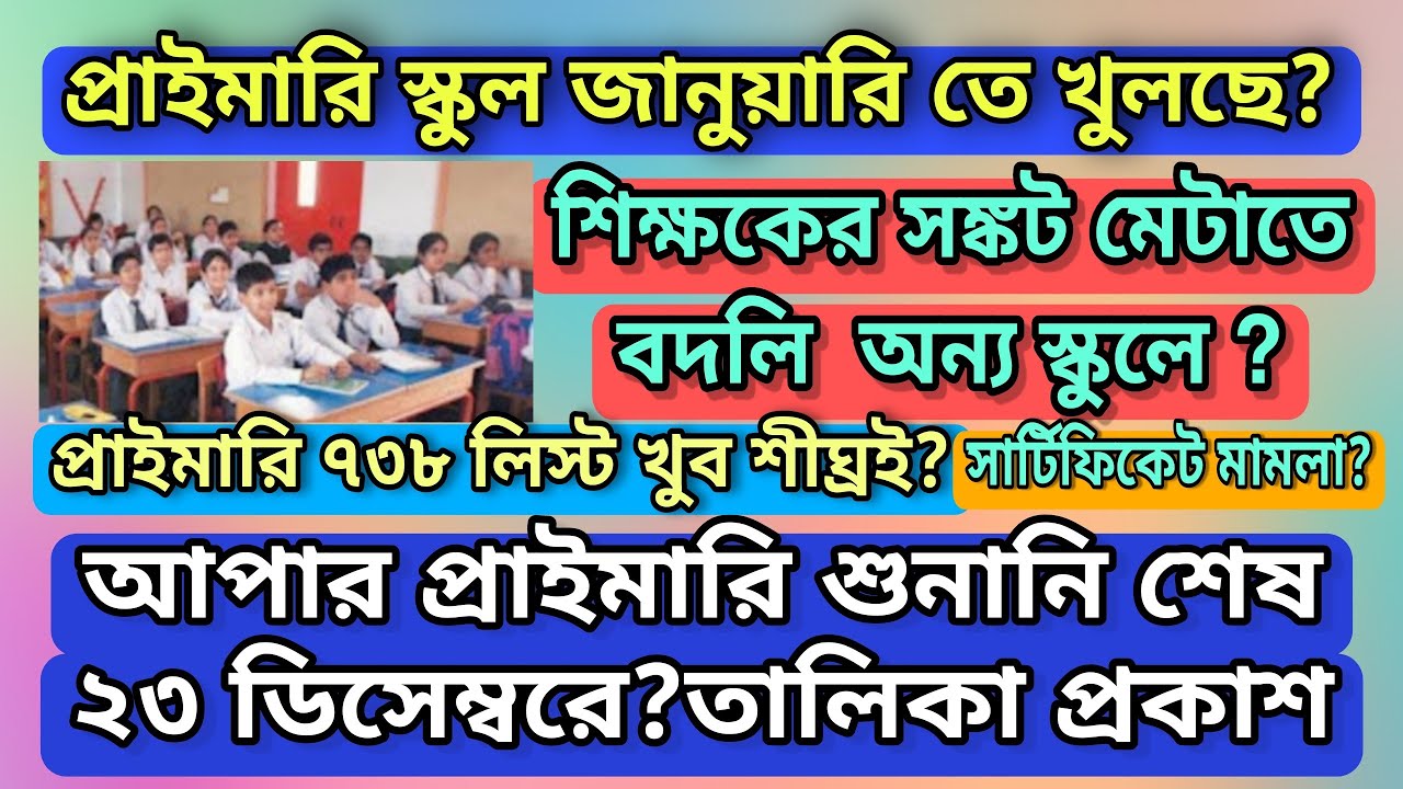 Primary school opening? | Primary 738 list? | Upper Primary news | Primary certificate case update