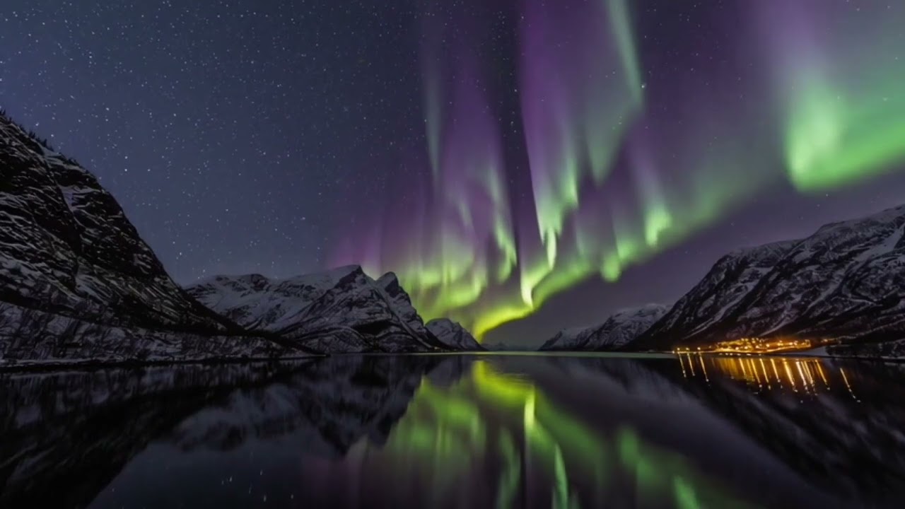 3 Hours of Northern Lights Over a Norwegian Fjord 🌌 Calm Night Atmosphere | No Music 