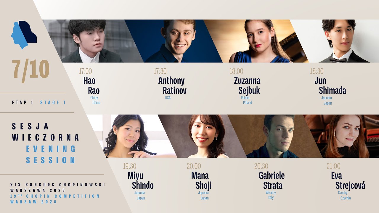 The 19th International Fryderyk Chopin Piano Competition (evening session), 7.10.2025