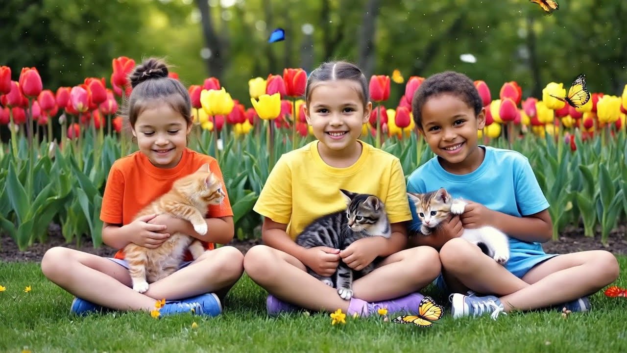 Gentle Cat Playing with Kids &mdash; Heartwarming Family Moment 🐾❤️