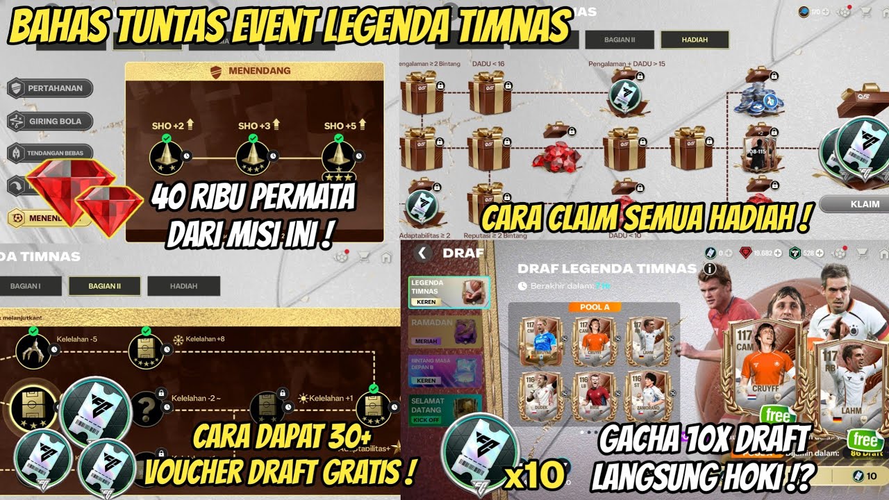 CLAIM 40K PERMATA & 30+ VOUCHER DRAFT GRATIS CARA MENYELESAIKAN EVENT CAPPED LEGENDS  FC MOBILE