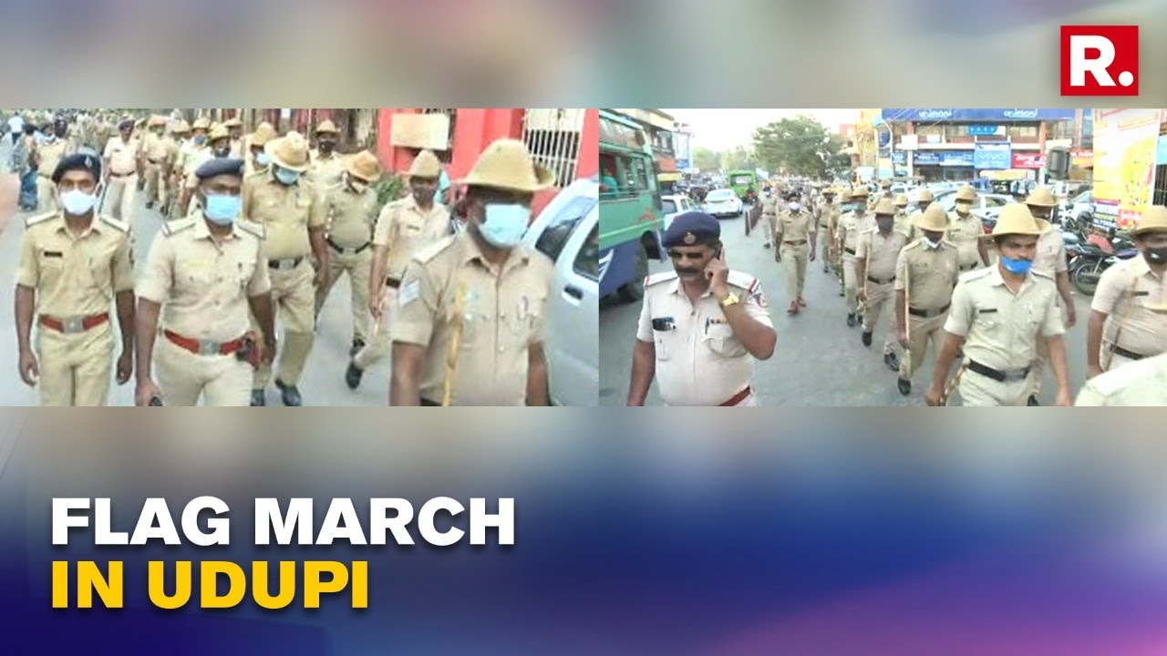 Udupi Police Conduct Peaceful Flag March To Assure Law & Order Situation Amid Hijab Row