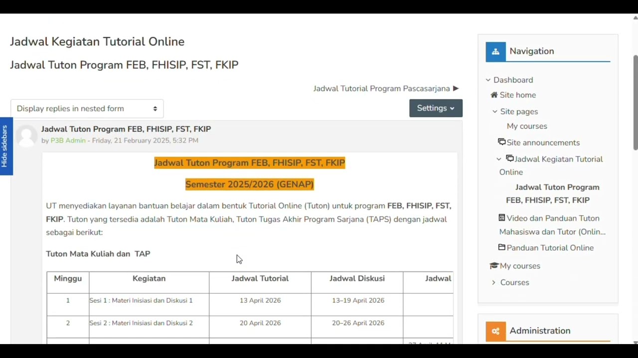 Cara Cek Jadwal Kuliah Tuton UT 2026: Tanggal Penting & Sesi Tuton Agar Tidak Ketinggalan!