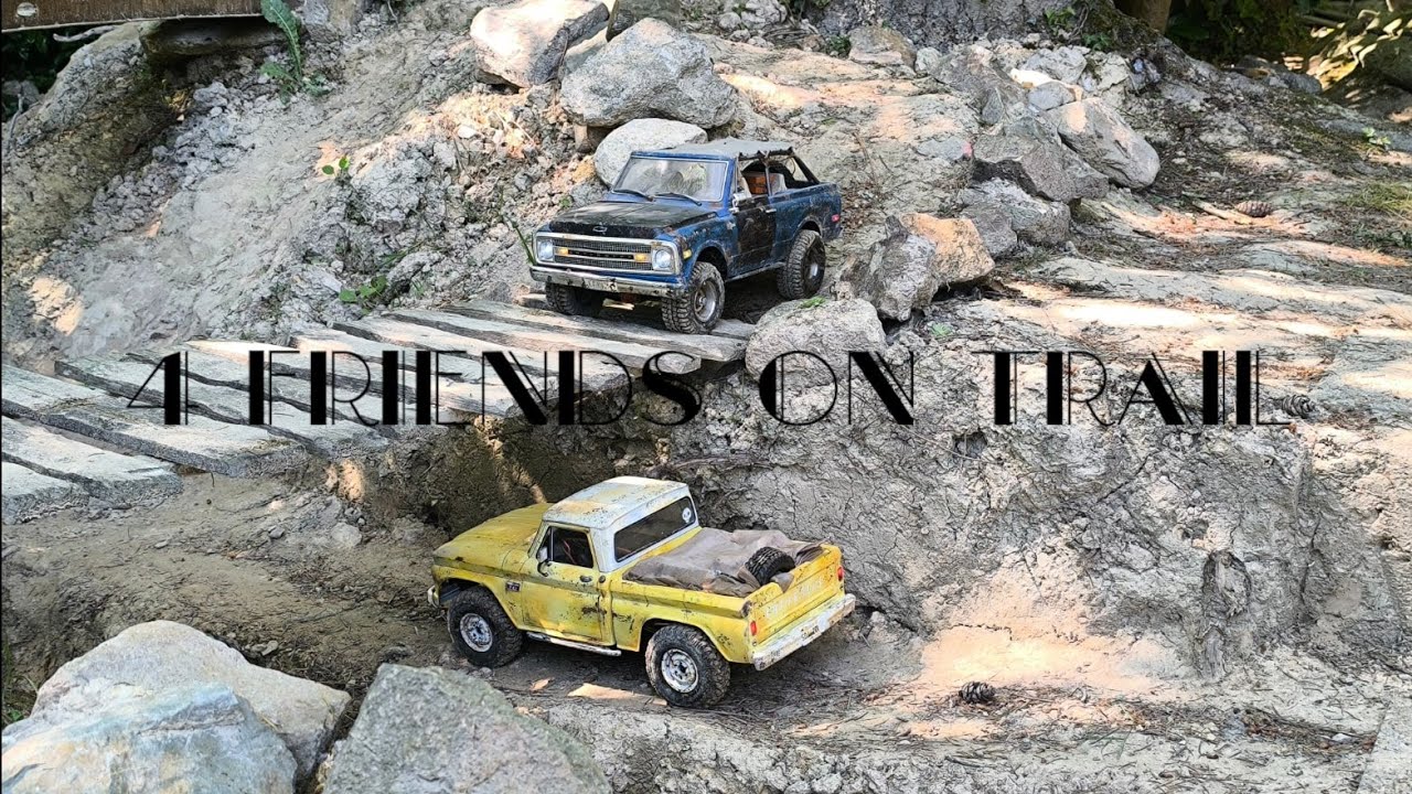 4 friends on trail - Traxxas TRX-4 + Element RC Trailwalker + Axial SCX10-2 + MST CFX-WS