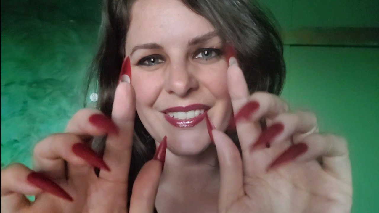 Long nail ASMR triggers for deep relaxation 💅 BaileyBooASMR - red stiletto nails