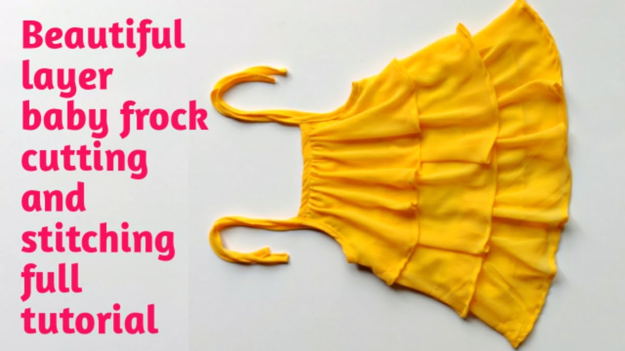 DIY : baby frock cutting and stitching / frills frock design / baby girl top cutting and stitching