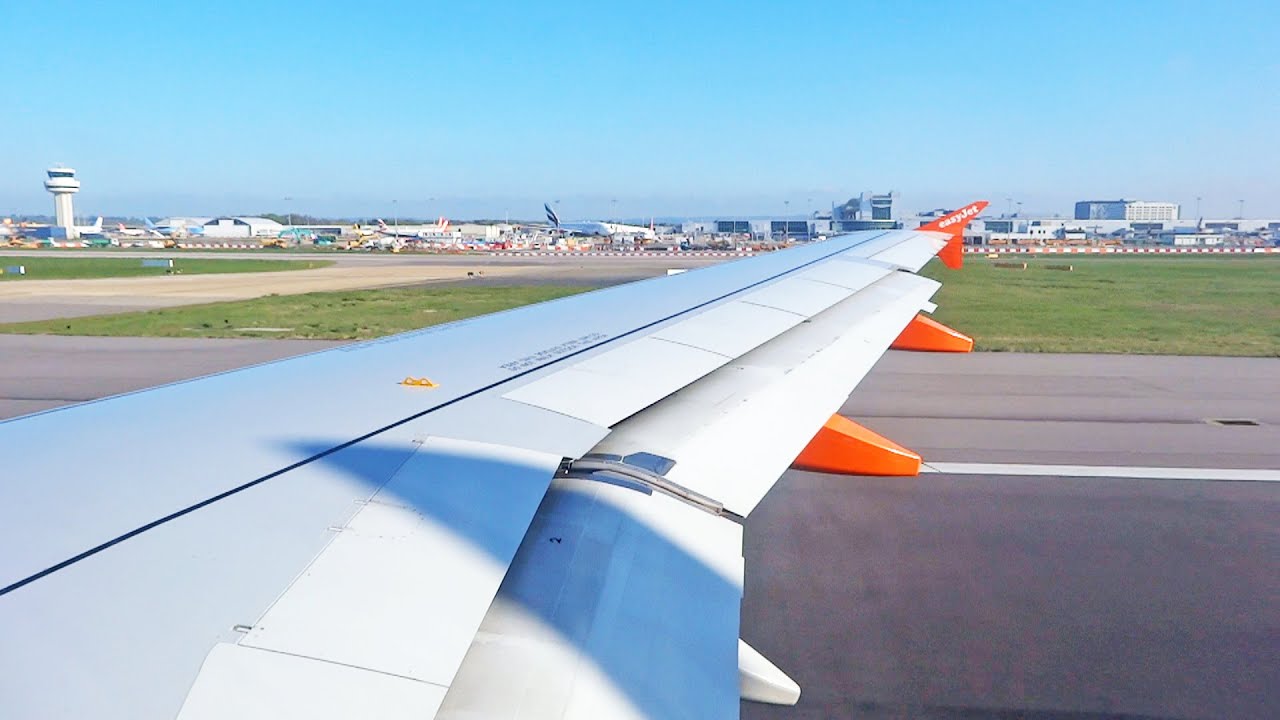 EasyJet Switzerland Airbus A320 Take Off at London Gatwick Airport Runway 26L