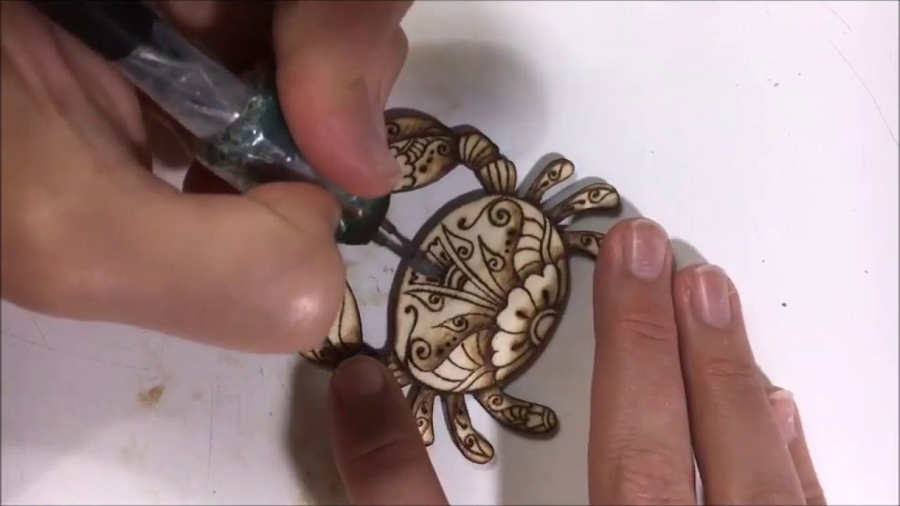 A Mini Crab rendered in Pyrography