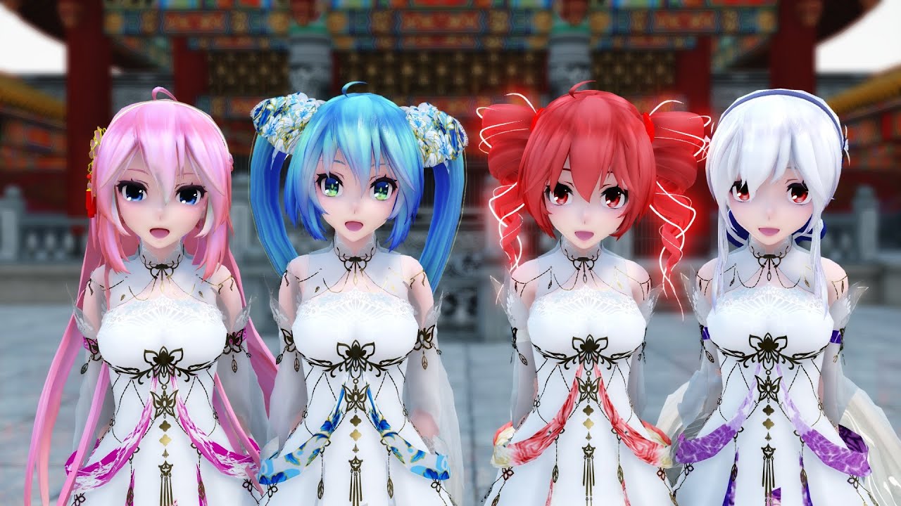 【MMD】Bad Apple!! (12 Languages ver.)【Miku Teto/Luka Haku】[4K]