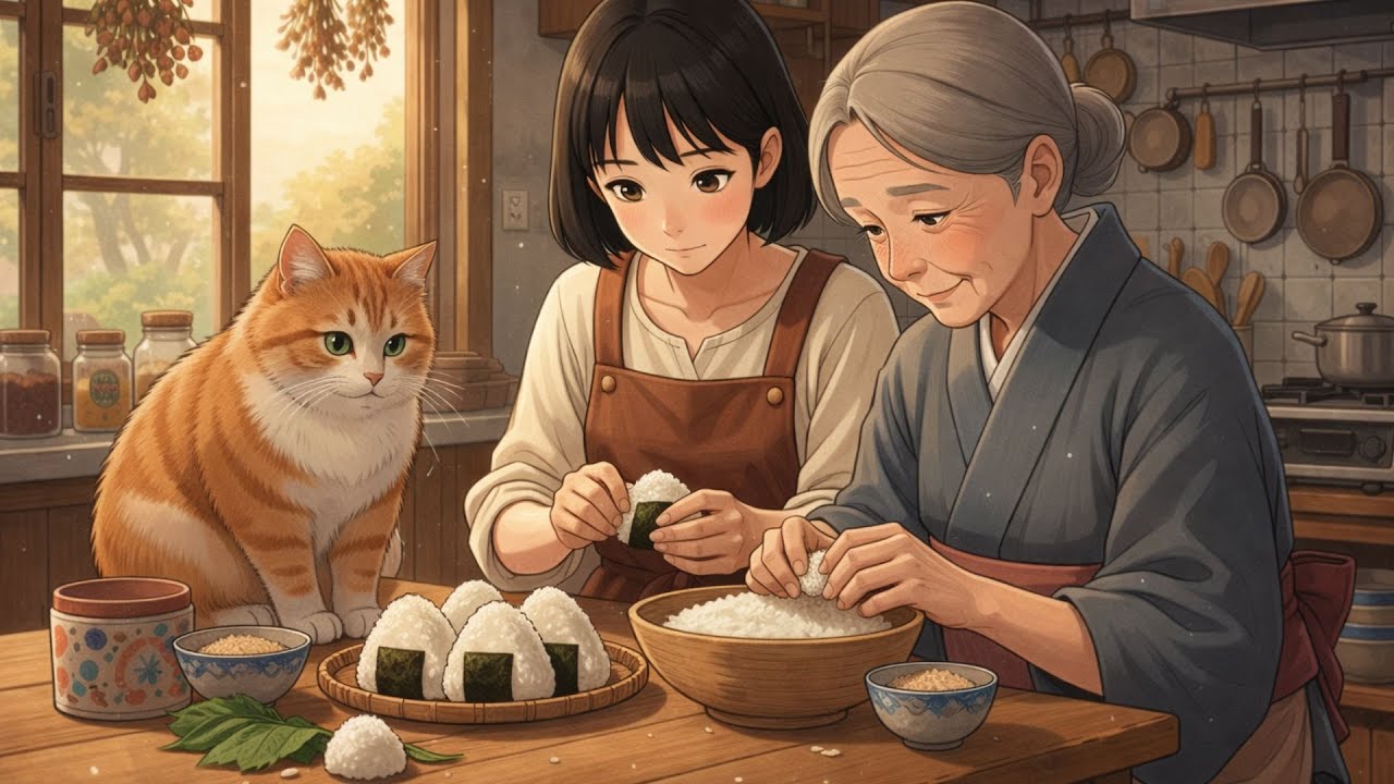 A Nostalgic Childhood Memory in Ghibli Style | Yuki’s Sesame Rice Balls & Grandma’s Love