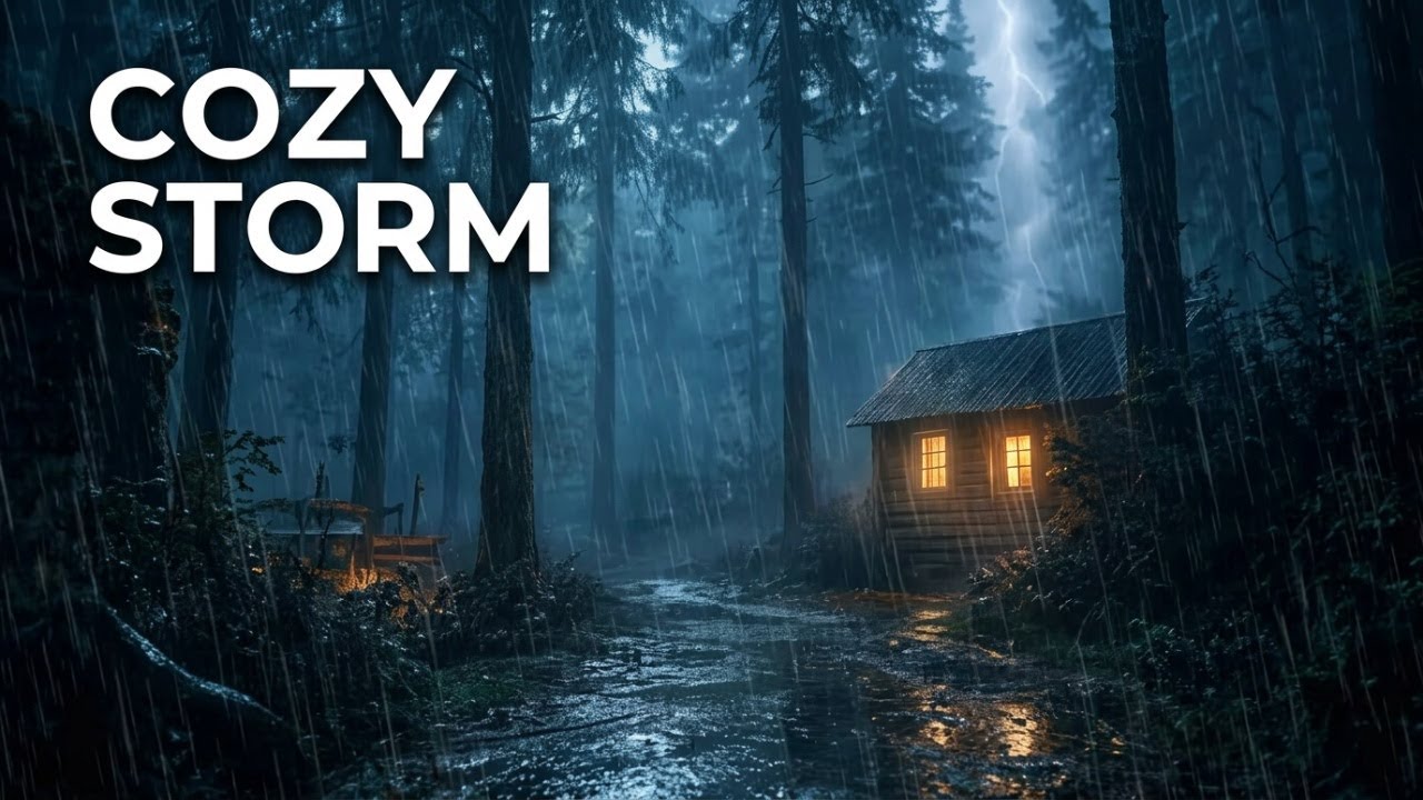 Rain Sounds for Sleeping and Thunder Sounds in Forest Cabin | Heavy Storm ASMR