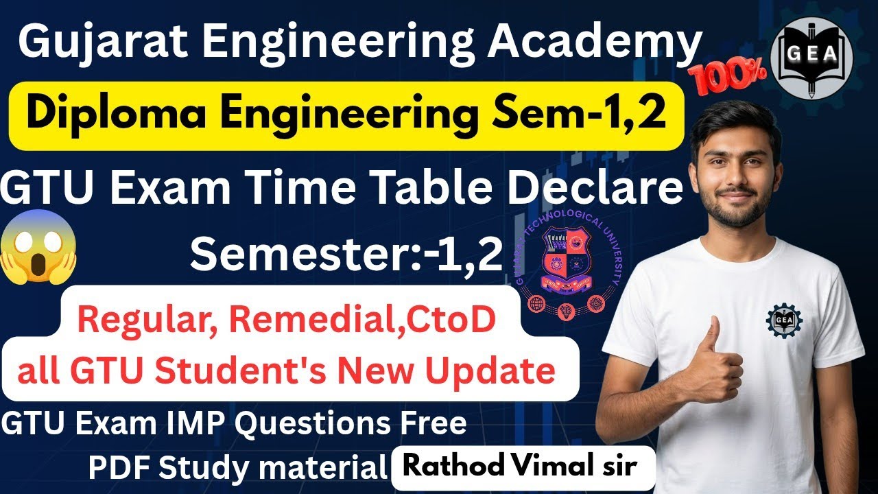 💯GTU Exam Time Table 2025-26 Declared🔥| Diploma Engineering Sem-1,2📘| GTU Exam Update⚡#gtutimetable 