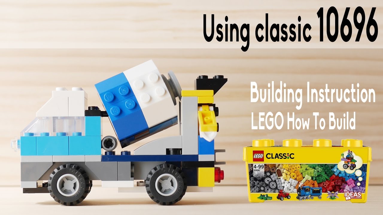 Building a simple LEGO Mixer truck using Classic 10696 (レゴ：ミキサー車の作り方)