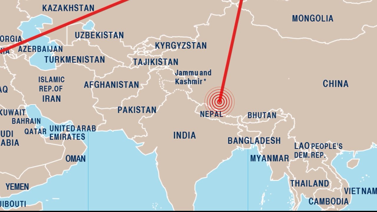 Nepal map animation with World Country map