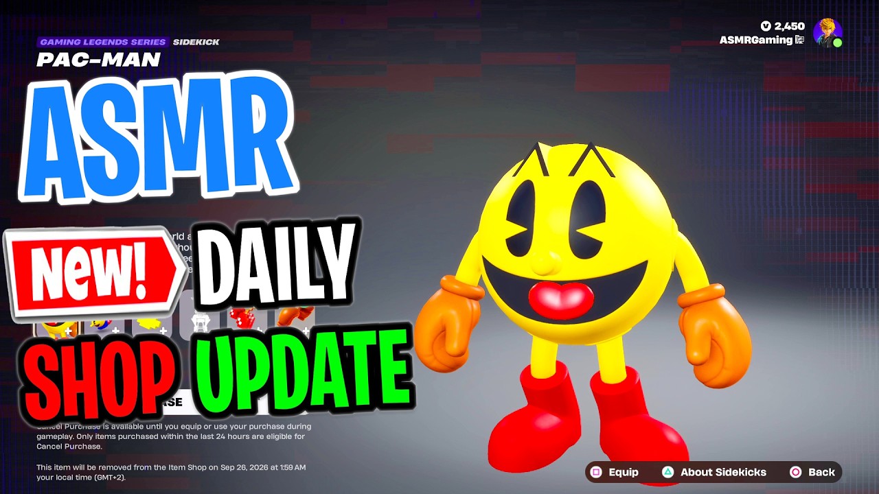 ASMR Fortnite Shop NEW Pac-Man Sidekick and Ironmouse Skins! Daily Update Today 🎮🎧 Whispering 😴💤