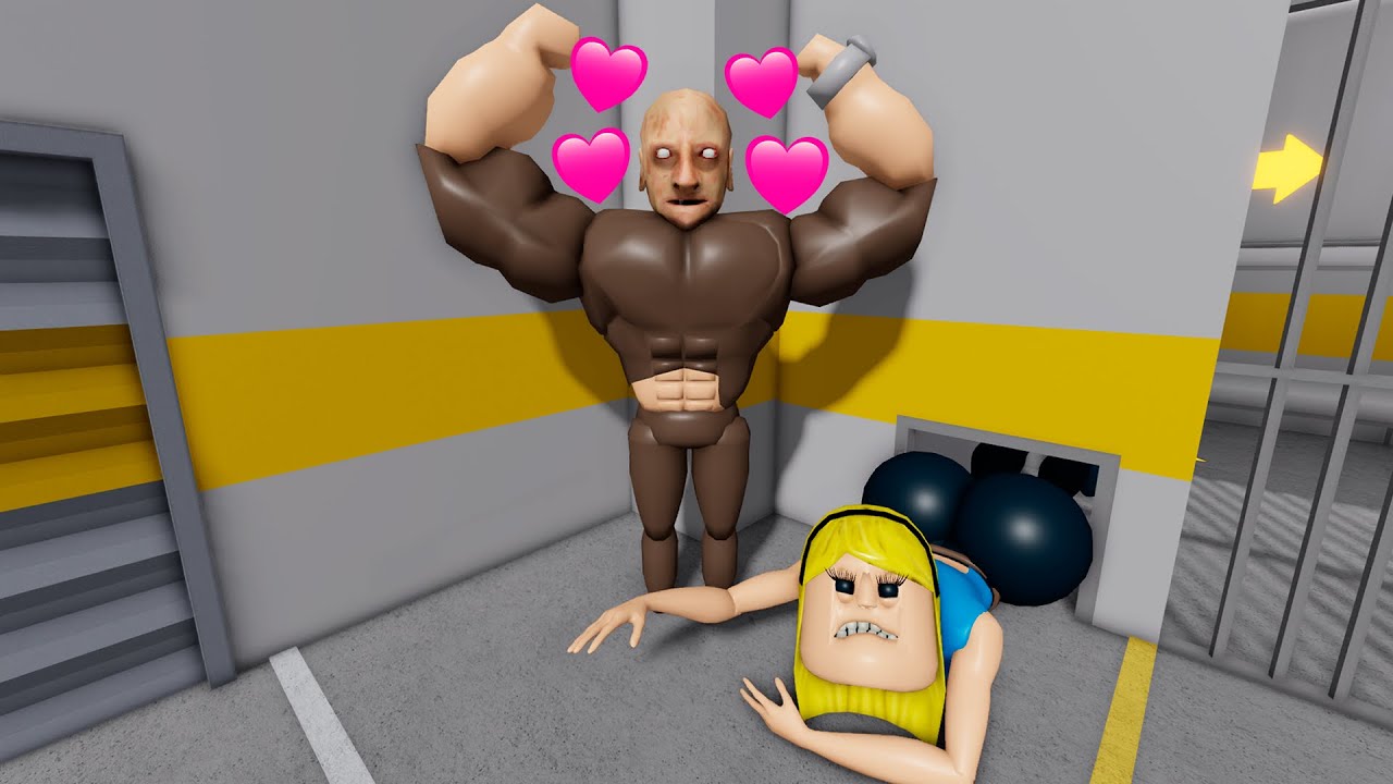 BARRY WOMAN STUCK in VENTILATION? MUSCLE GRANPY FALL IN LOVE in BARRY'S PRISON RUN! #roblox #obby