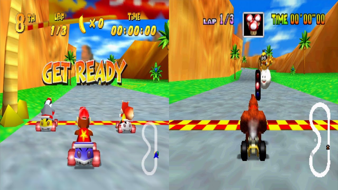 Mario Kart 64 Amped Up v2.96A Retro Track Comparison