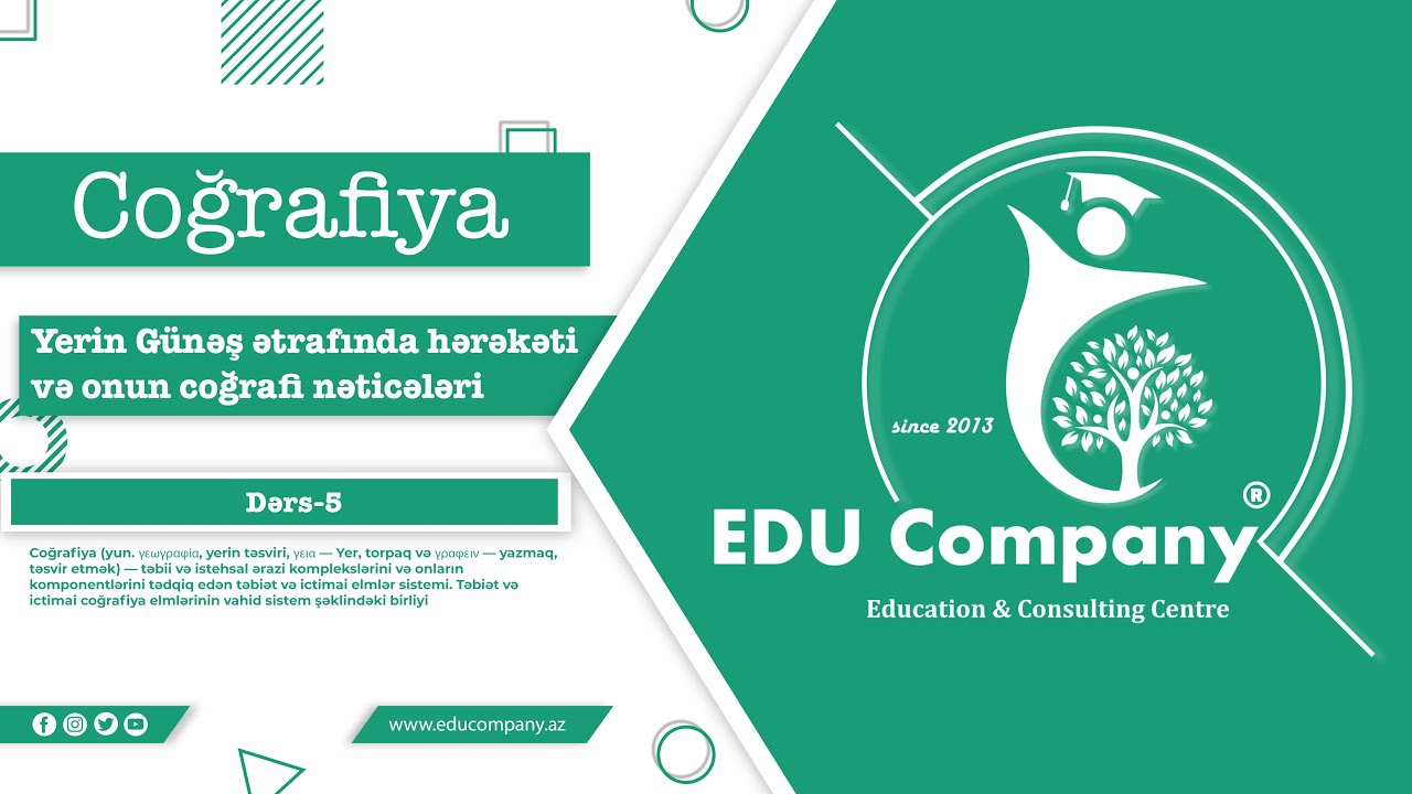 5#Coğrafiya.Yerin Günəş ətrafında hərəkəti və onun coğrafi nəticələri