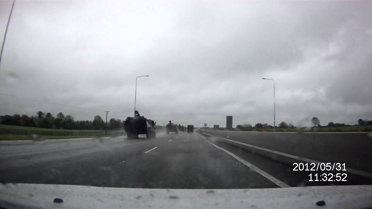 Irish Army At Toll Bridge on M7 with jeeps and APC's