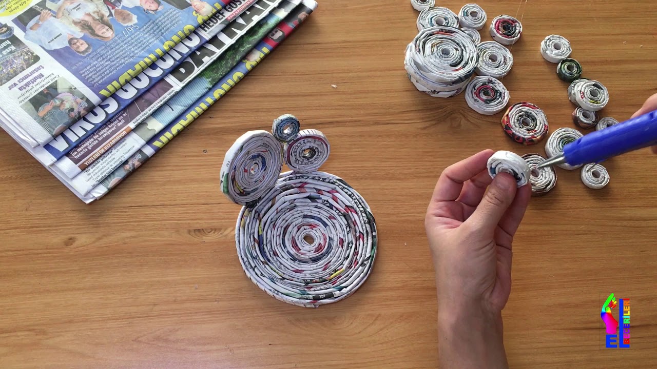 Geri dönüşüm atık gazeteden kase yapımı / Making bowls from recycled waste newspaper