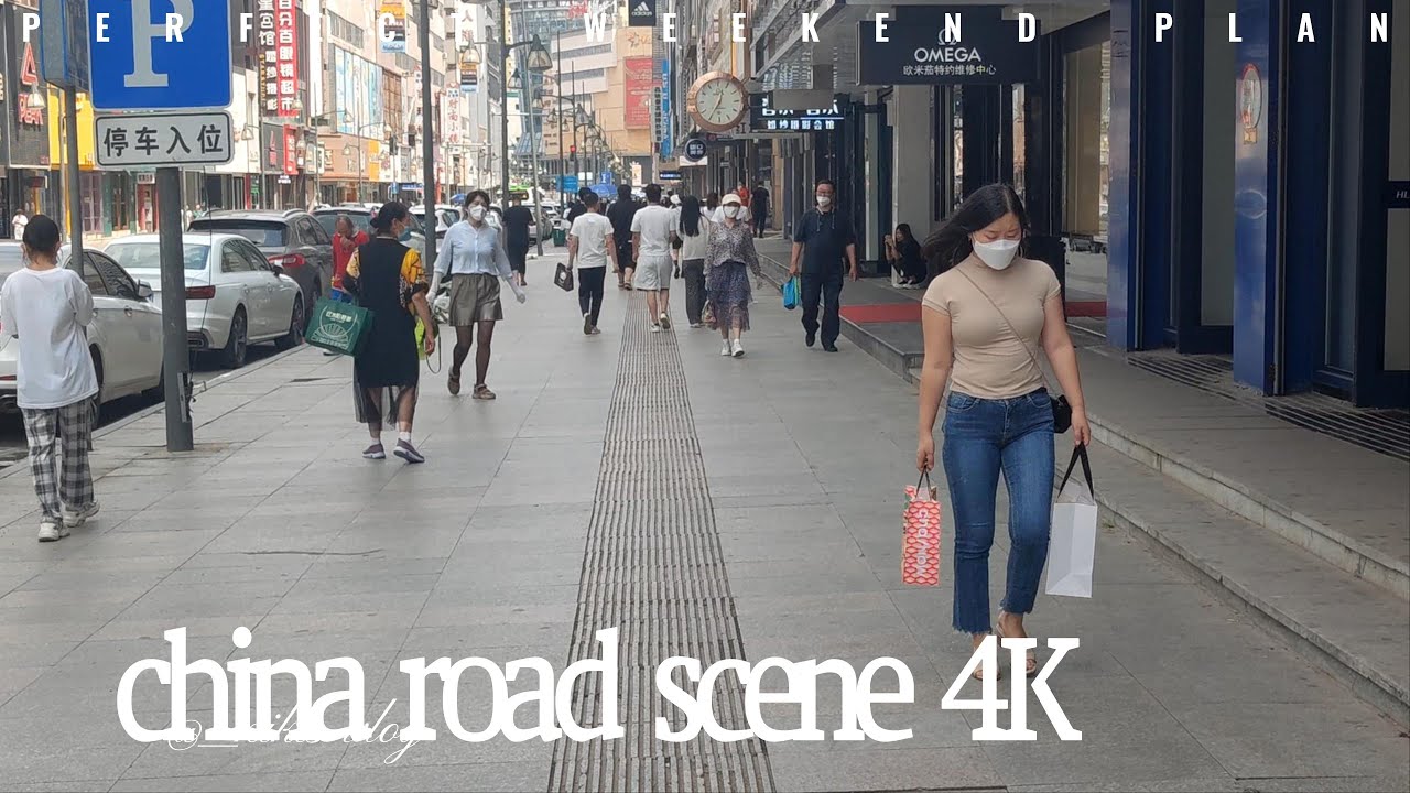 4k 街拍，中國大陸東北街景拍摄 繁華商業街  东北姑娘高挑白皙， 4K  china walk  tour ，china girl ，Changchun