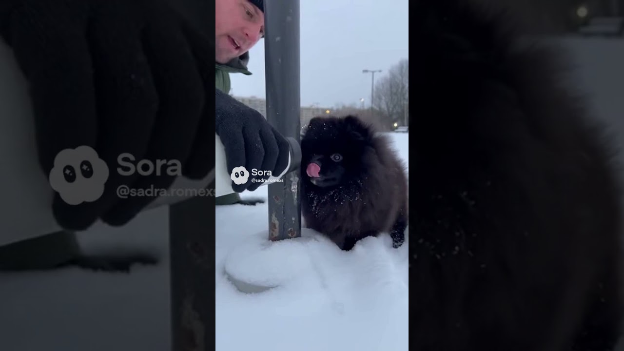 Этот пушистый черный щенок усвоил суровый зимний урок...
