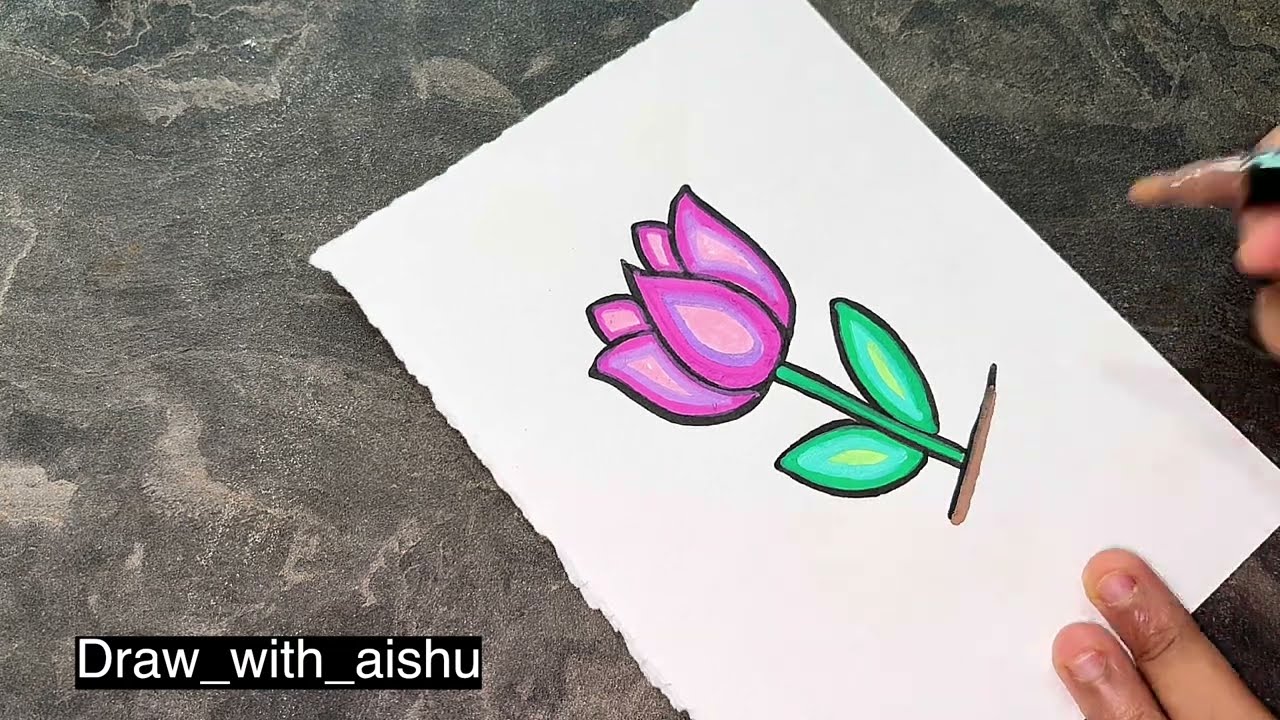 💥 Step by step drawing of Flower 🌷 Simple and Easy drawing for beginners 💥