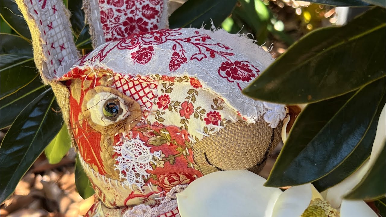 PART 6 working on nose and eye #hendrickscrappyhare #slowstitch #slowstitching