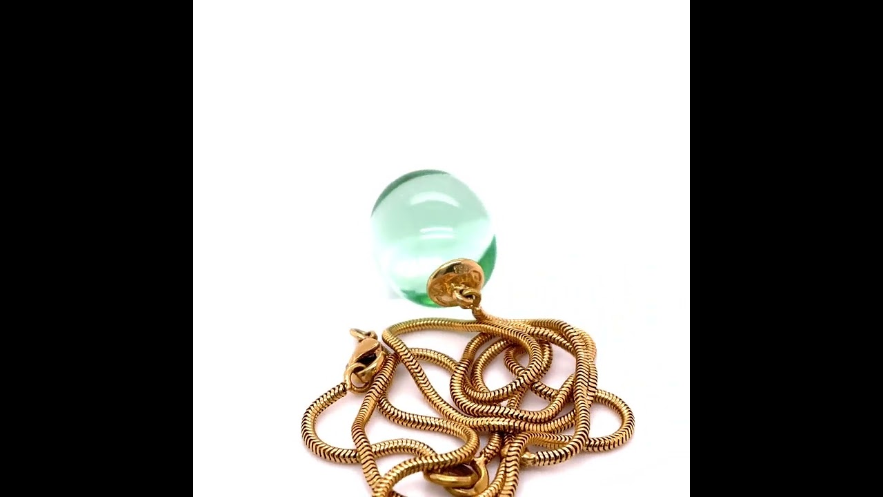 Orig Baccarat 18K 750 Gold Kristallglas Halskette Anh&auml;nger Modern