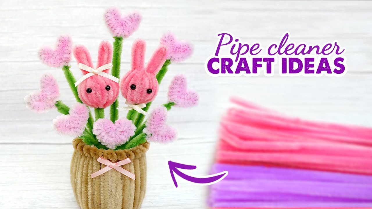 DIY Bunny with heart pipe cleaner | Easy pipe cleaner craft | Easy heart pipe cleaner